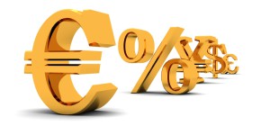 zlaté nápisy měn a procent