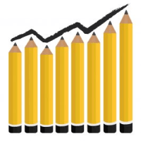 tužky a graf vzrůstající